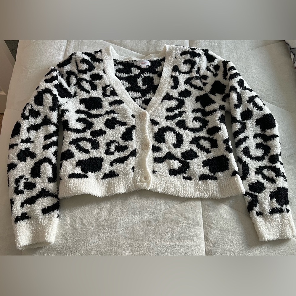 Animal print crop cardigan
